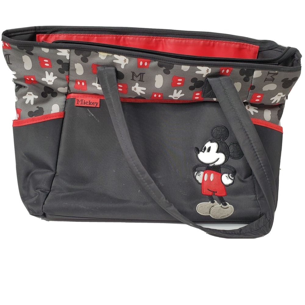 Disney Baby Mickey Mouse Diaper / Day / Tote Bag w/ Pad - Black & Red - 19"x12"